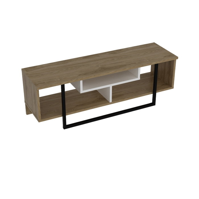 Hanah Home Asal (120) Soporte para TV Blanco, Negro y Roble